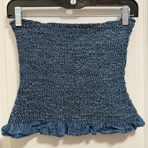 Zara Dark Blue Smocked Mini Skirt